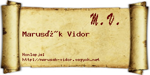 Marusák Vidor névjegykártya